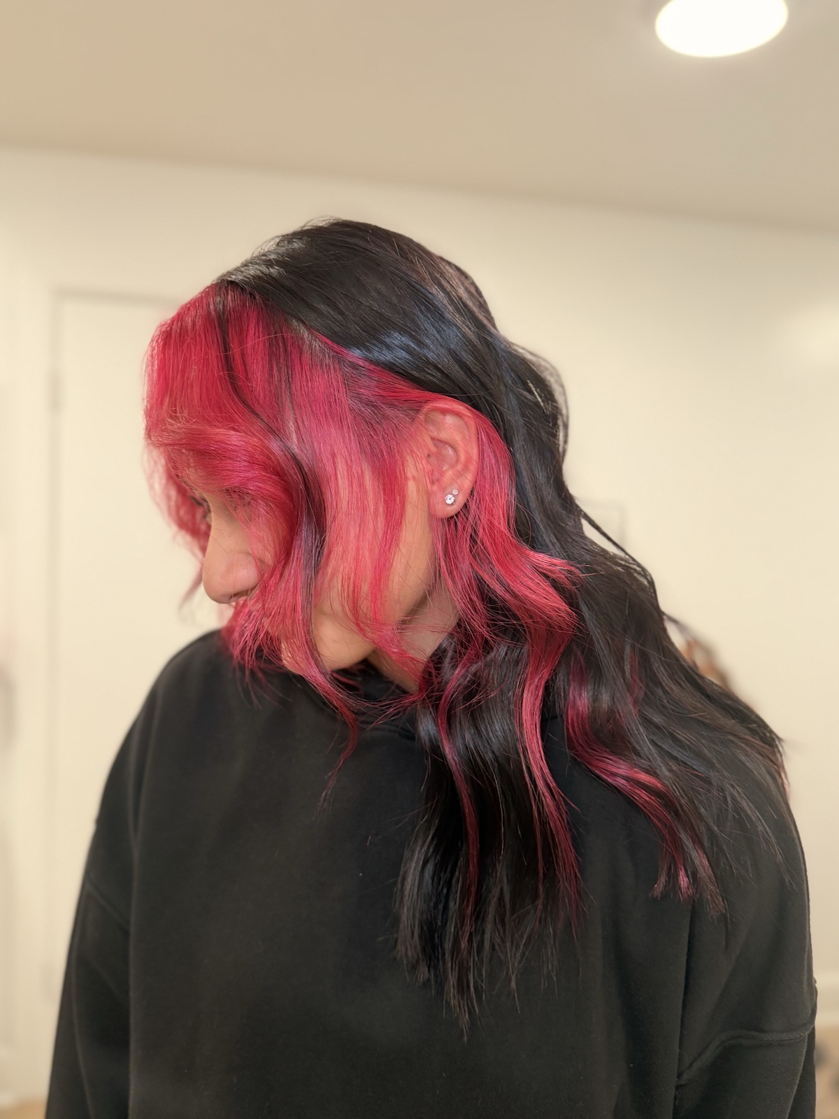 Fashion color — pink and black hair